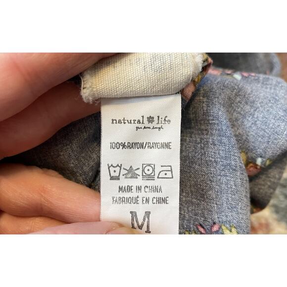 NATURAL LIFE Jumpsuit Size Medium Wide Leg Loose Gray Blue Bohemian Rayon Romper - Picture 6 of 12